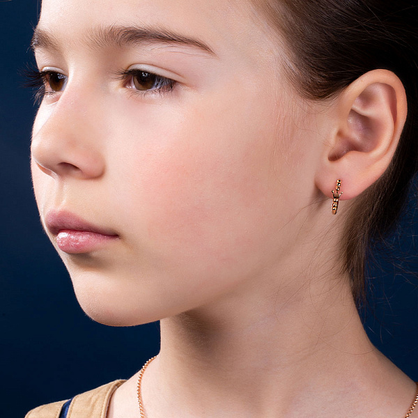 Золоті сережки-кільця "Корона" без каміння (арт. 108752/15) – зображення 2