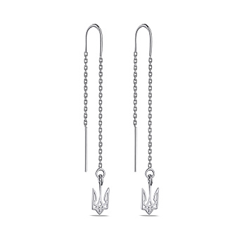 Серебряные серьги-протяжки Герб Украины-Трезубец (арт. 7502/1880)