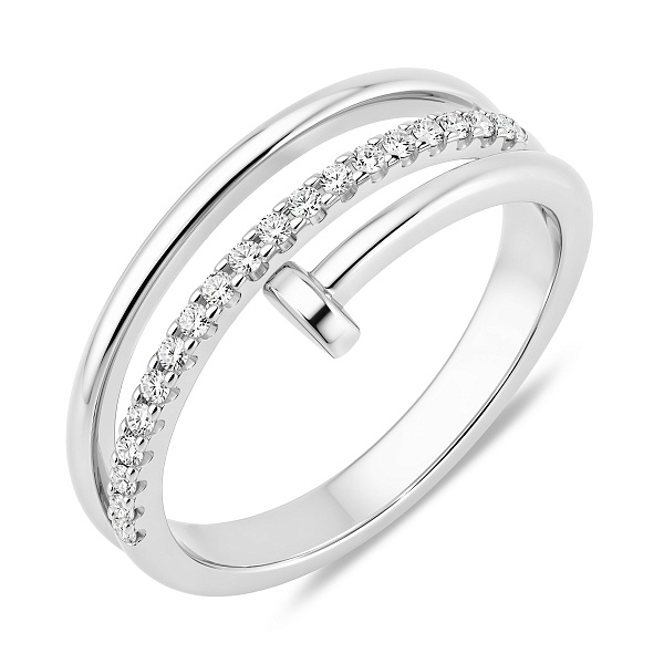 Серебряное кольцо гвоздик с фианитами (арт. 7501/8769) – изображение 1
