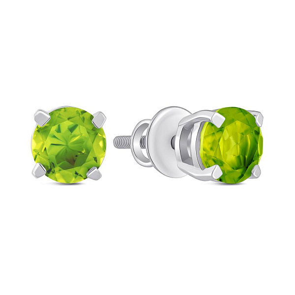 Серебряные серьги-пусеты с хризолитом (арт. 7518/2194316Хрз) – изображение 1