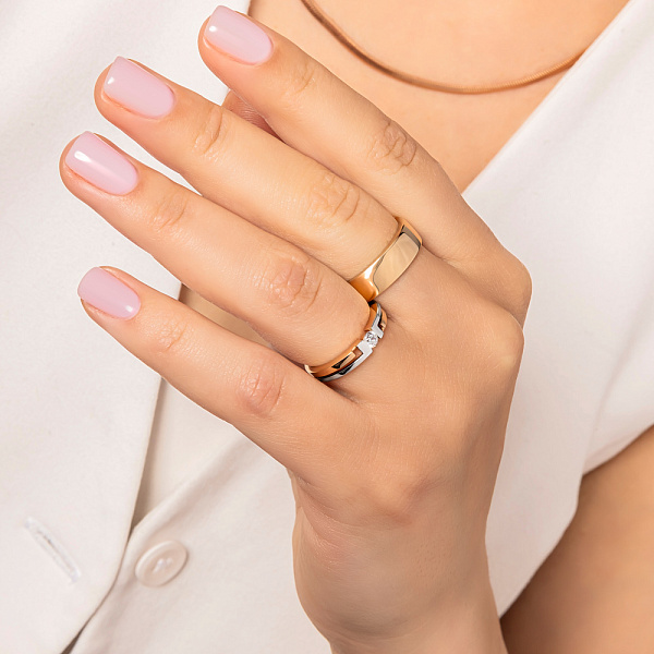 Золотое кольцо с фианитом (арт. 141055) – изображение 2