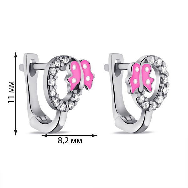 Серебряные детские серьги Бабочка с фианитами (арт. 7502/3098ерб) – изображение 2