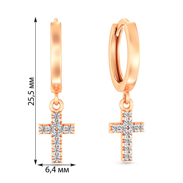 Серьги Крестики из золота с фианитами (арт. 110977) – изображение 5