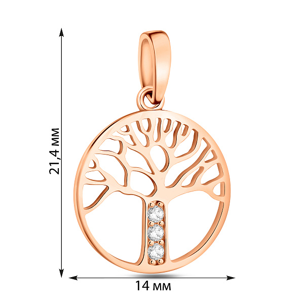 Золотой кулон Дерево жизни с фианитами (арт. 440693) – изображение 3