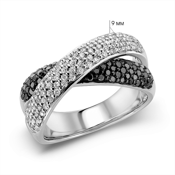 Золота каблучка з чорними і білими діамантами (арт. К28104б) – зображення 8