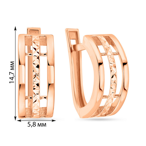 Серьги из золота с алмазной гранью (арт. 103819а) – изображение 2