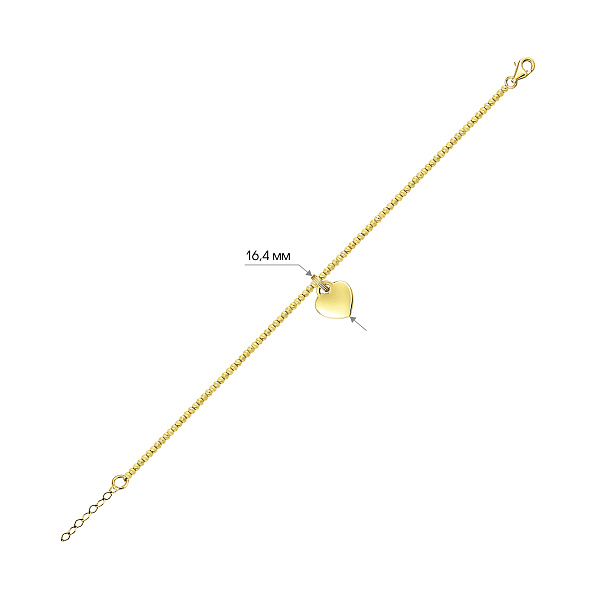Золотой браслет с подвеской сердечко (арт. 3261467жП1) – изображение 4