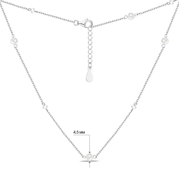 Колье из серебра с жемчугом (арт. 7507/1884жб) – изображение 2