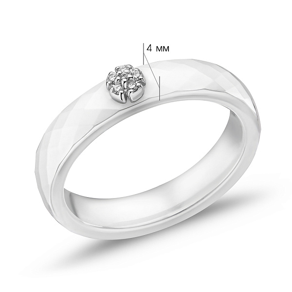 Кольцо из белой керамики и золота с бриллиантами (арт. К011790бба) – изображение 4