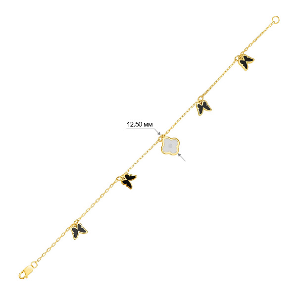 Браслет «Бабочки» из желтого золота с эмалью (арт. 324439же) – изображение 2