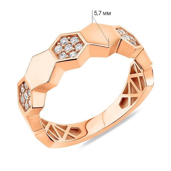 Кольцо из красного золота с фианитами (арт. 156596) – изображение 4