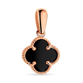 Золотий підвіс в червоному кольорі металу з оніксом (арт. 422914/10о)