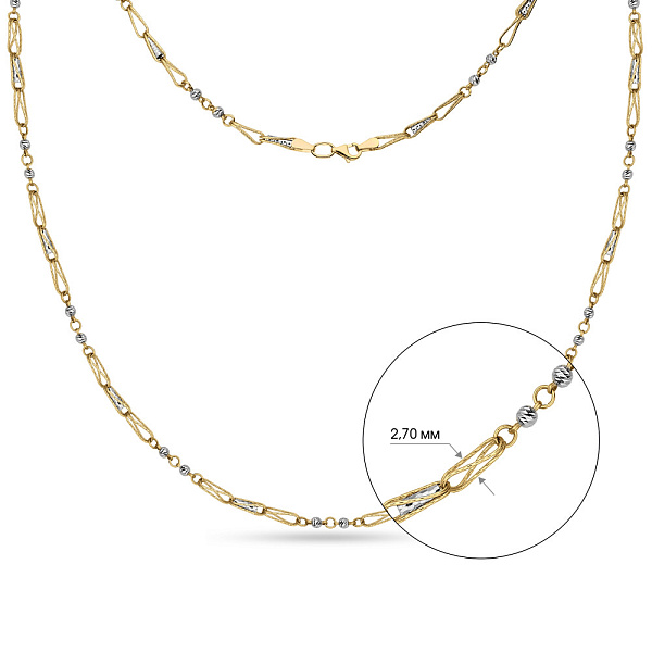 Золотое колье Francelli в комбинированном цвете металла (арт. 350572ж) – изображение 3