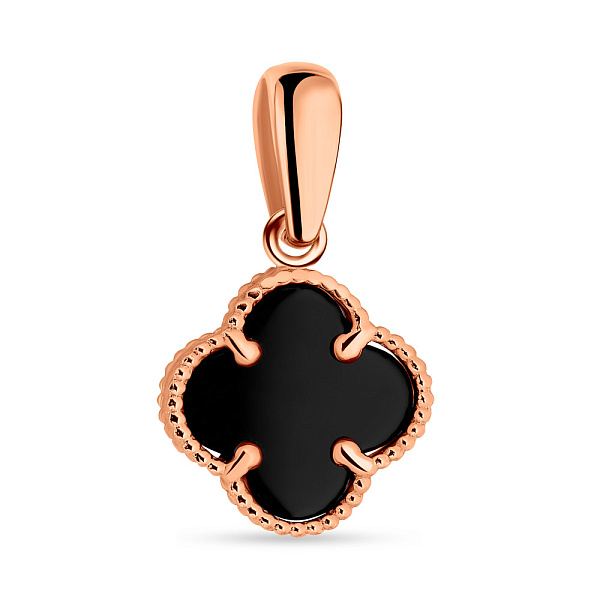 Золотий підвіс в червоному кольорі металу з оніксом (арт. 422914/10о) – зображення 1