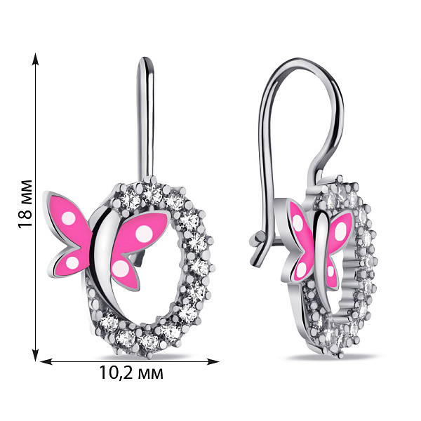 Серебряные детские серьги с эмалью и фианитами (арт. 7502/9757ерб) – изображение 2