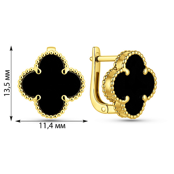 Серьги из желтого золота с ониксом (арт. 1101201/10жо) – изображение 2
