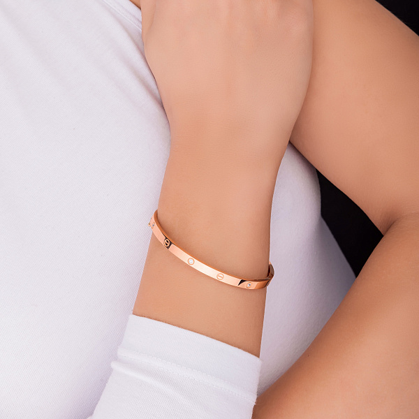 Золотий жорсткий браслет з фіанітами (арт. 326193/4) – зображення 3