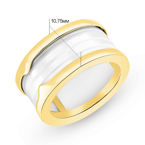 Кольцо из желтого золота с керамикой (арт. 155447жкмб) – изображение 2