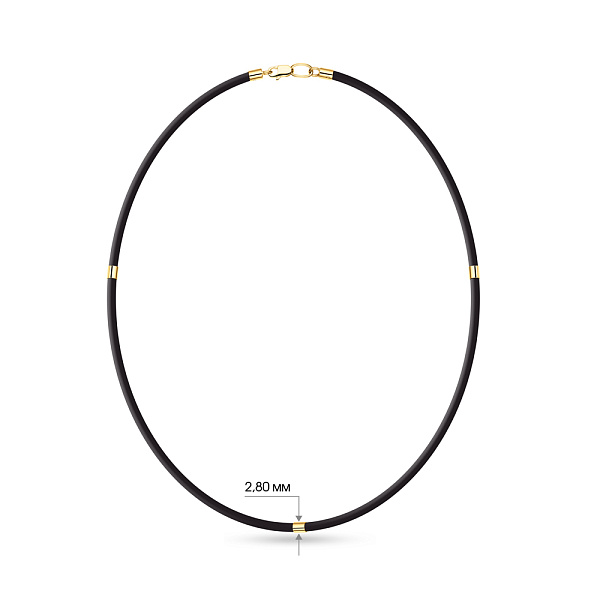 Ювелирный шнурок с каучука с вставками из желтого золота  (арт. 360126ж) – изображение 2