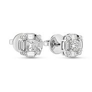 Серьги-пусеты из белого золота с россыпью бриллиантов (арт. Т011220060б)