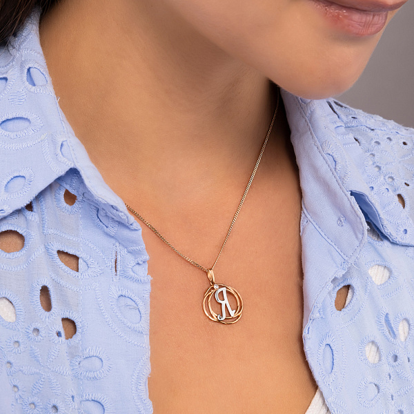 Золотий підвіс "Літера Я" з одним фіанітом (арт. 440696) – зображення 2