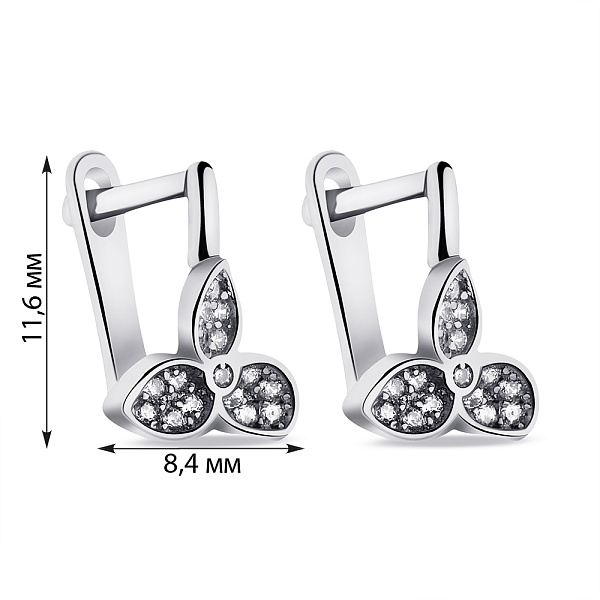Серьги из серебра Цветы с фианитами (арт. 7502/С2Ф/1160) – изображение 2