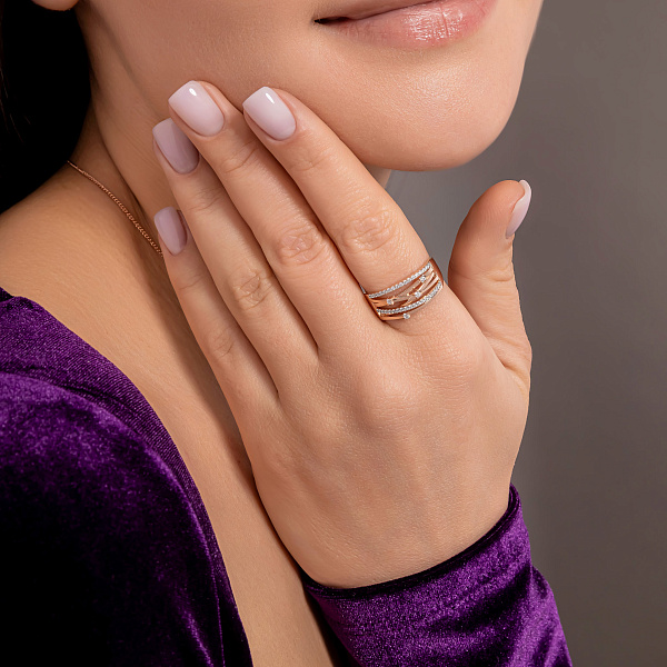 Золотое кольцо с фианитами Синергия (арт. 140531) – изображение 3