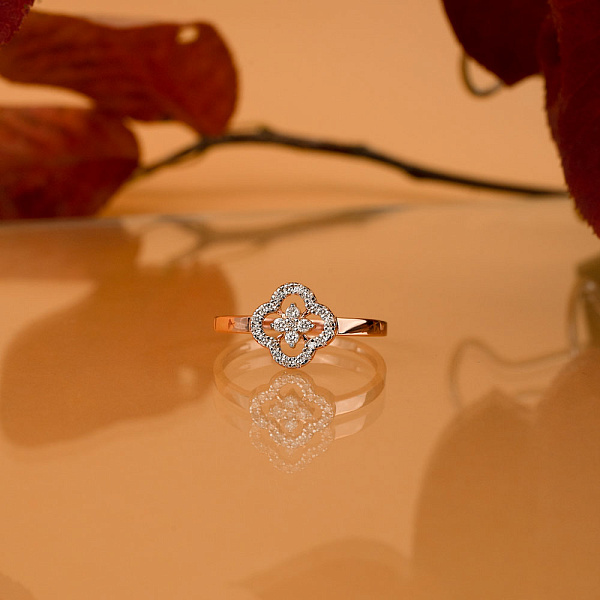 Каблучка з червоного золота з діамантами (арт. К011496020) – зображення 6