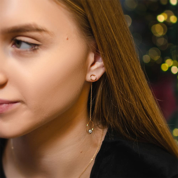 Сережки-подвески из красного золота (арт. 107739кб) – изображение 3