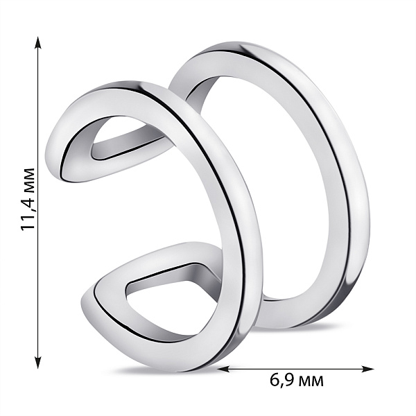 Серебряная серьга-каффа без камней (арт. 7502/51724-ря) – изображение 2