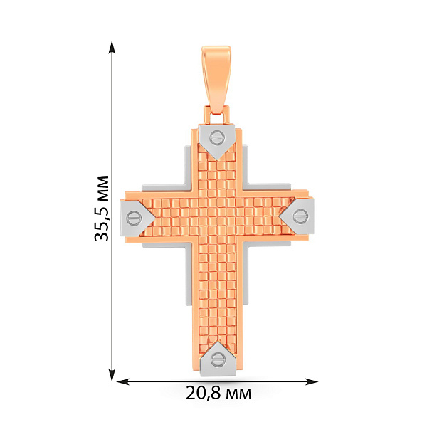 Крестик из красного и белого золота  (арт. 440914кб) – изображение 2