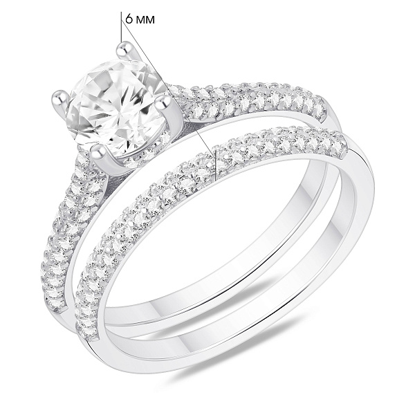 Серебряное двойное кольцо с фианитами (арт. 7501/8606) – изображение 2