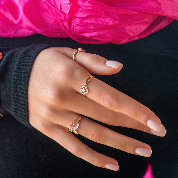 Каблучка з червоного золота з діамантами (арт. К011496020) – зображення 3