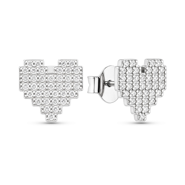 Серебряные серьги Сердца с фианитами (арт. 7518/7495) – изображение 1
