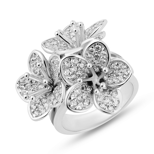 Массивное кольцо из белого золота с фианитами (арт. 150970б) – изображение 1