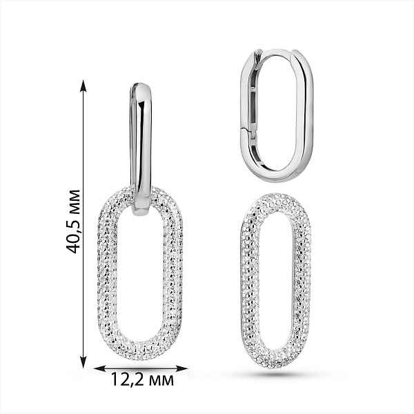 Срібні сережки-трансформери з фіанітами (арт. 7502/21185р) – зображення 3