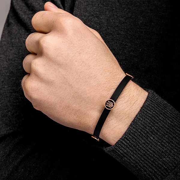 Браслет з каучуку з золотими вставками (арт. 340059ч) – зображення 4