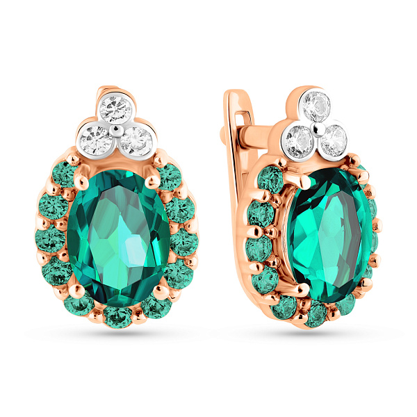 Серьги из золота с кварцем и фианитами (арт. 110856Пз) – изображение 1