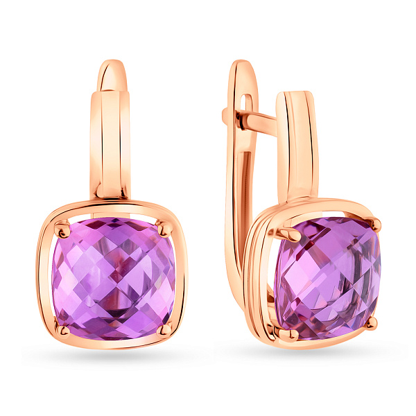 Сережки з червоного золота з кварцом (арт. 111156ПфГ) – зображення 1