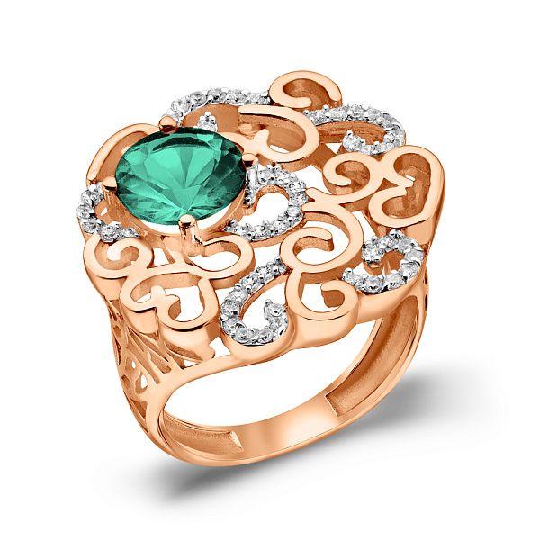 Золотое кольцо с кварцем и фианитами (арт. 152696кз) – изображение 1