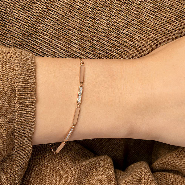 Браслет з червоного золота з діамантами (арт. Б011571010) – зображення 2