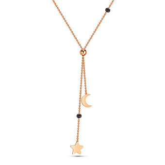 Колье из красного золота Луна и звезда с ониксом (арт. 352551о)