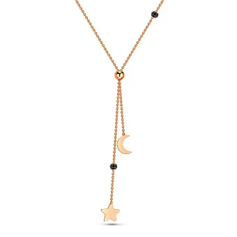 Кольє з червоного золота Місяць і зірка з оніксом (арт. 352551о)