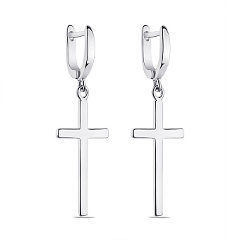 Серьги-подвески серебряные "Крестики" (арт. 7502/4632)