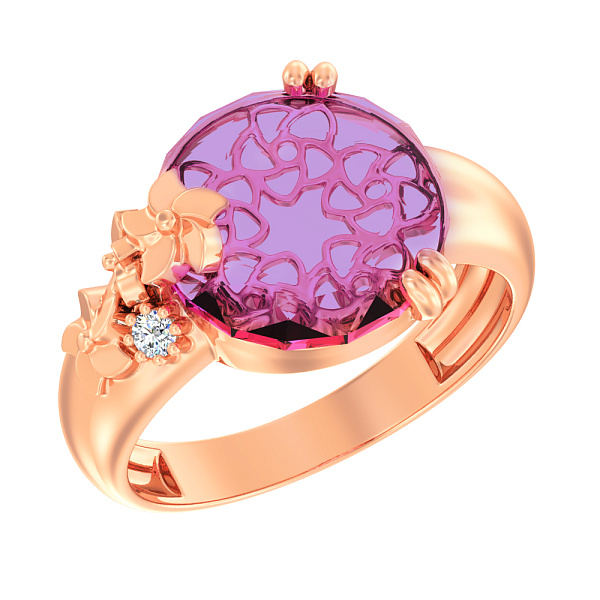 Золота каблучка з кварцом (арт. 147800ПрГ) – зображення 1