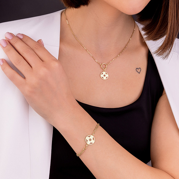 Золотое колье с фианитом (арт. 352677ж) – изображение 4