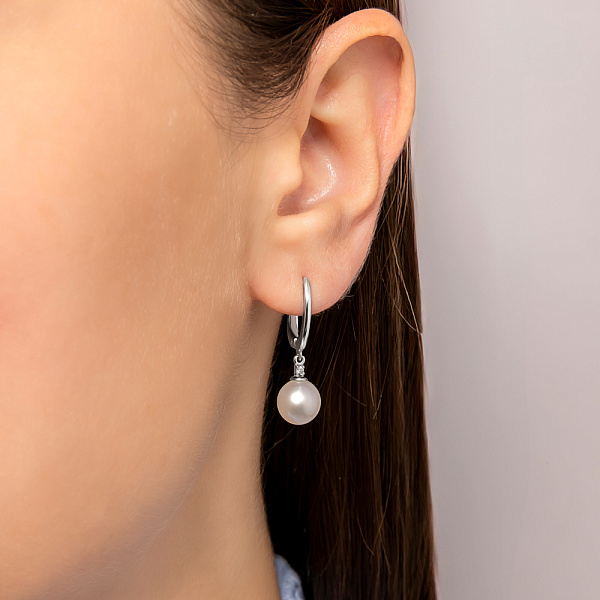 Золоті сережки з перлами і діамантами (арт. 2104966202) – зображення 2