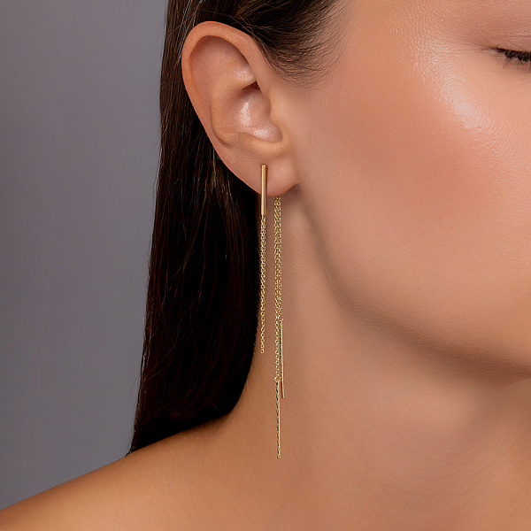 Довгі сережки з жовтого золота (арт. 1092063ж) – зображення 2