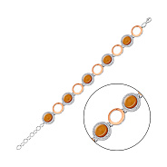 Серебряный браслет с янтарем и фианитами (арт. 7209/540ЯБр)