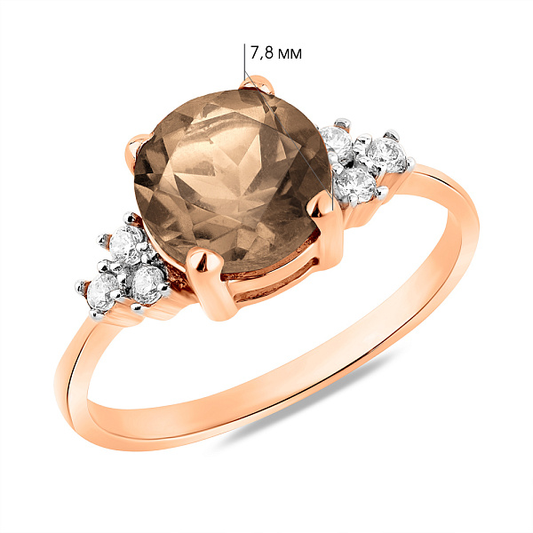 Золотое кольцо с кварцем и фианитами (арт. 153525Кд) – изображение 2